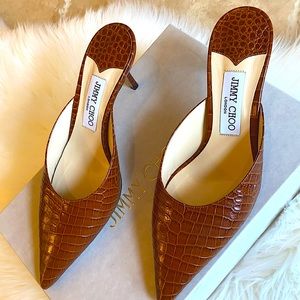 JIMMY CHOO Love 65 croc embossed leather Heels